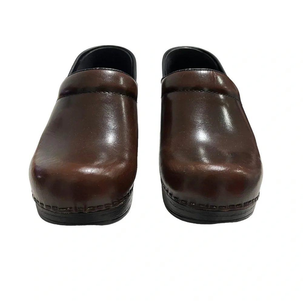 Dansko Professional Leather Clog Brown Size 37 Reinforced Toe - Picture 3 of 10